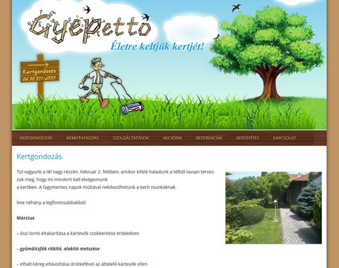 Kertgondozás gyepetto wordpress weboldal készítés