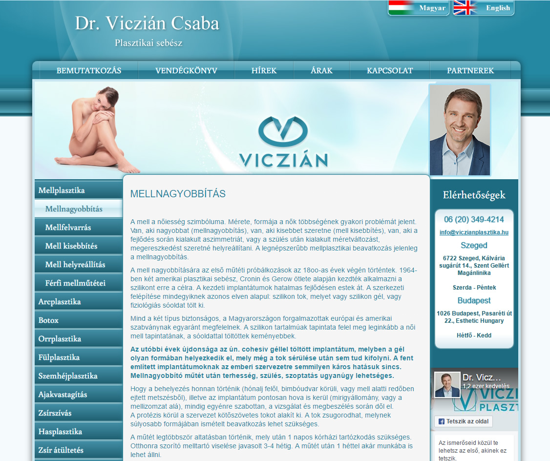 weboldal újratervezés, weboldal készítés Dr. Viczián Csaba részére