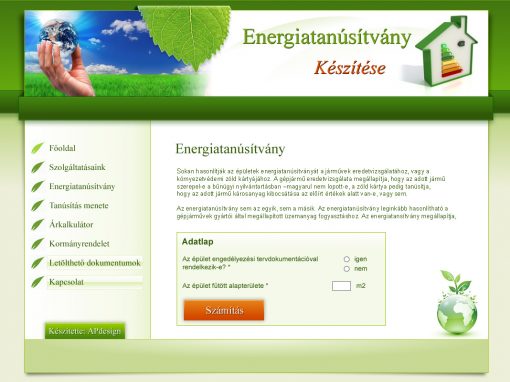 Energiatanúsítvány weboldala