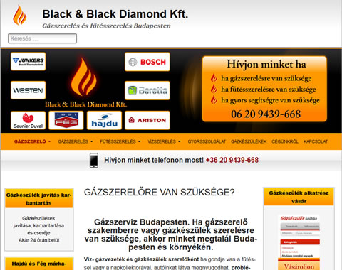 Budapest gázszerelő reszponzív weboldala