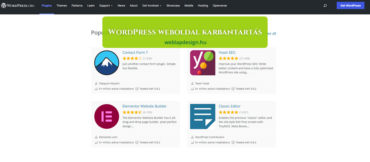 WordPress weboldal karbantartás