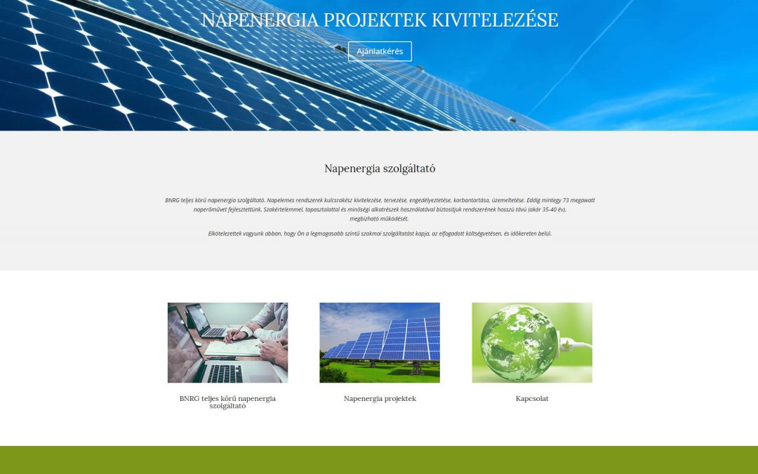 Napenergia szolgáltató weboldal