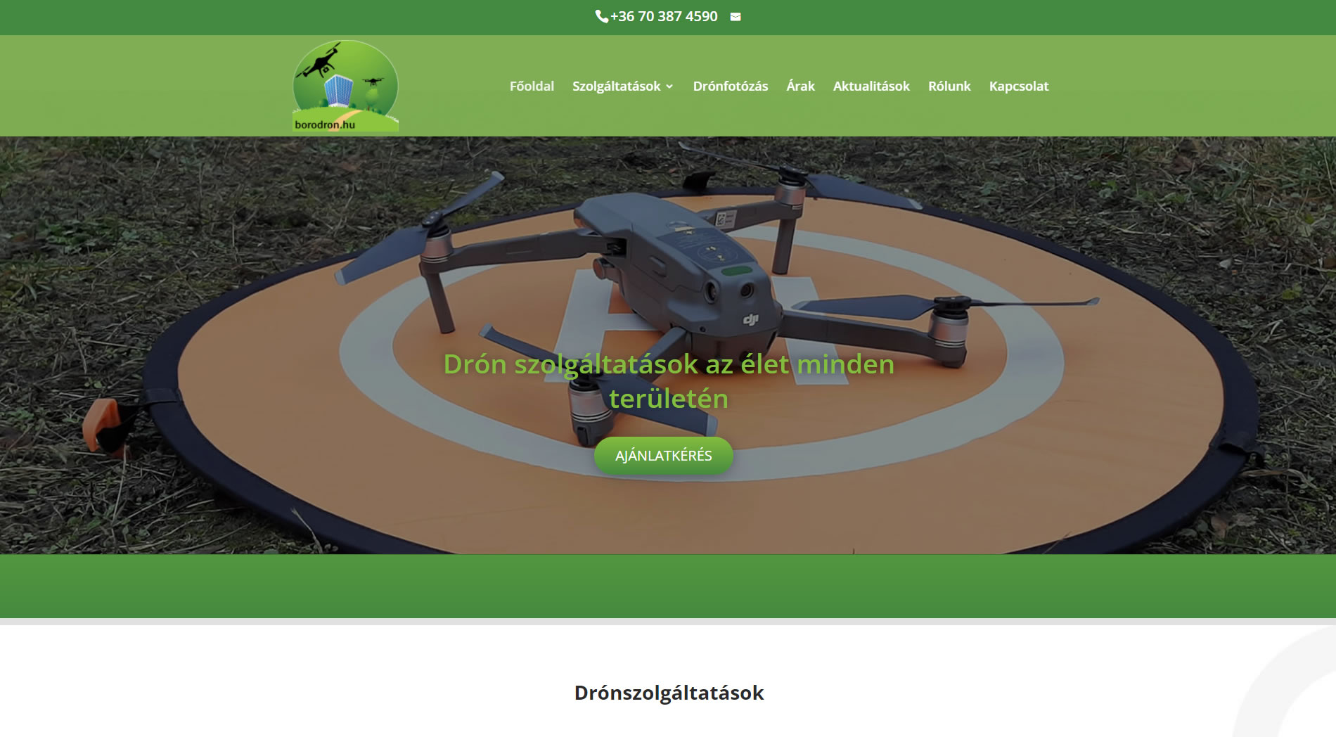 Borodron drón weboldal készítés