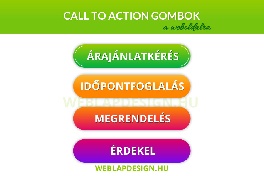 Call to action gombok a weboldalra