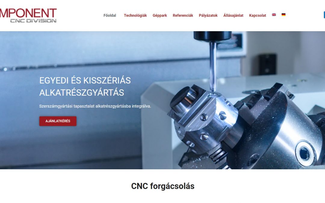 Weboldal készítés a Component CNC részére