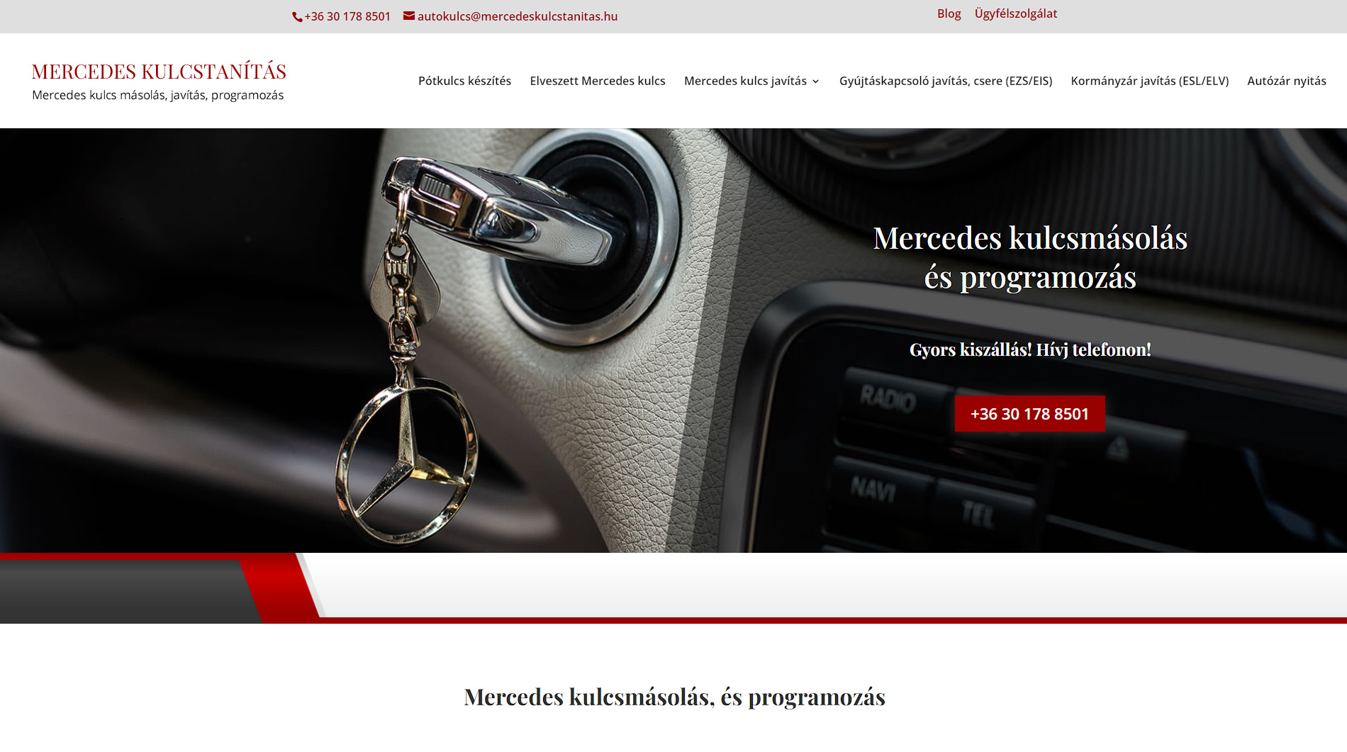 Wordpress weblap készítés a Mercedes kulcstanítás részére