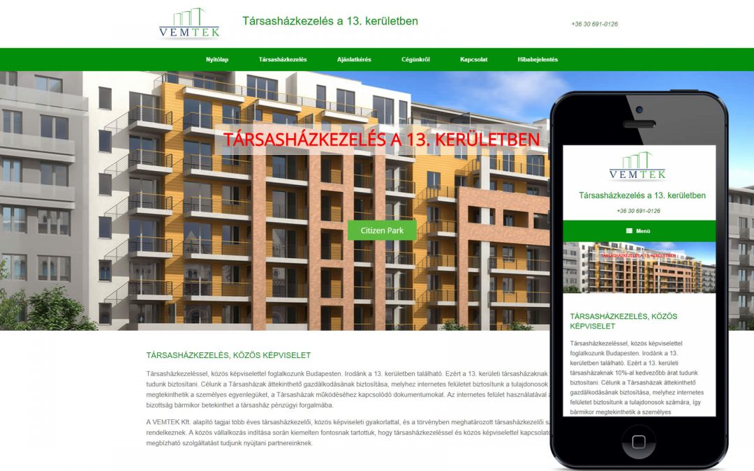 Weboldal készítés társasházkezelő részére